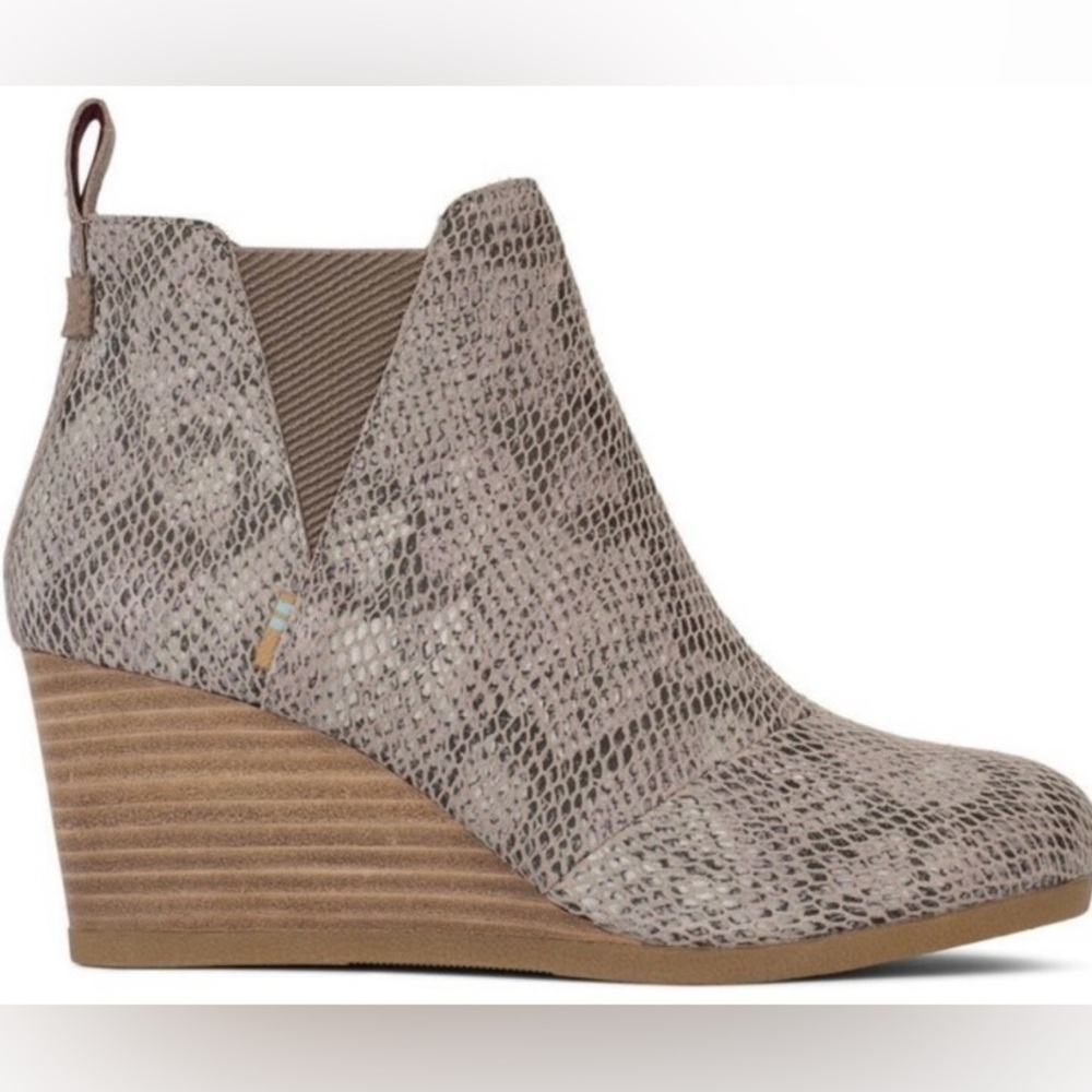 Tom's Snakeskin Wedge Ankle Boots